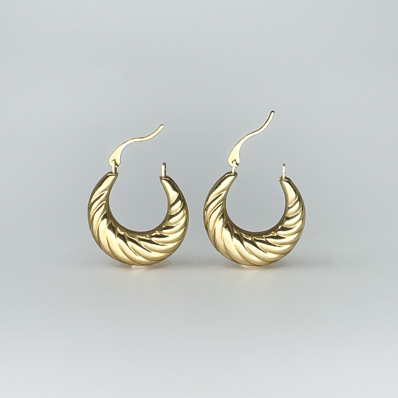 Vintage 9ct Gold Small Chunky Twisted Hoop Earrings