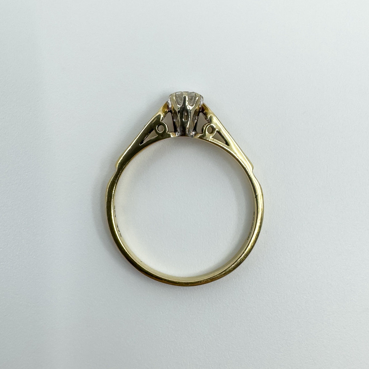 Vintage 9ct Gold 0.20ct Diamond Solitaire Ring 375 Size M Engagement 1989