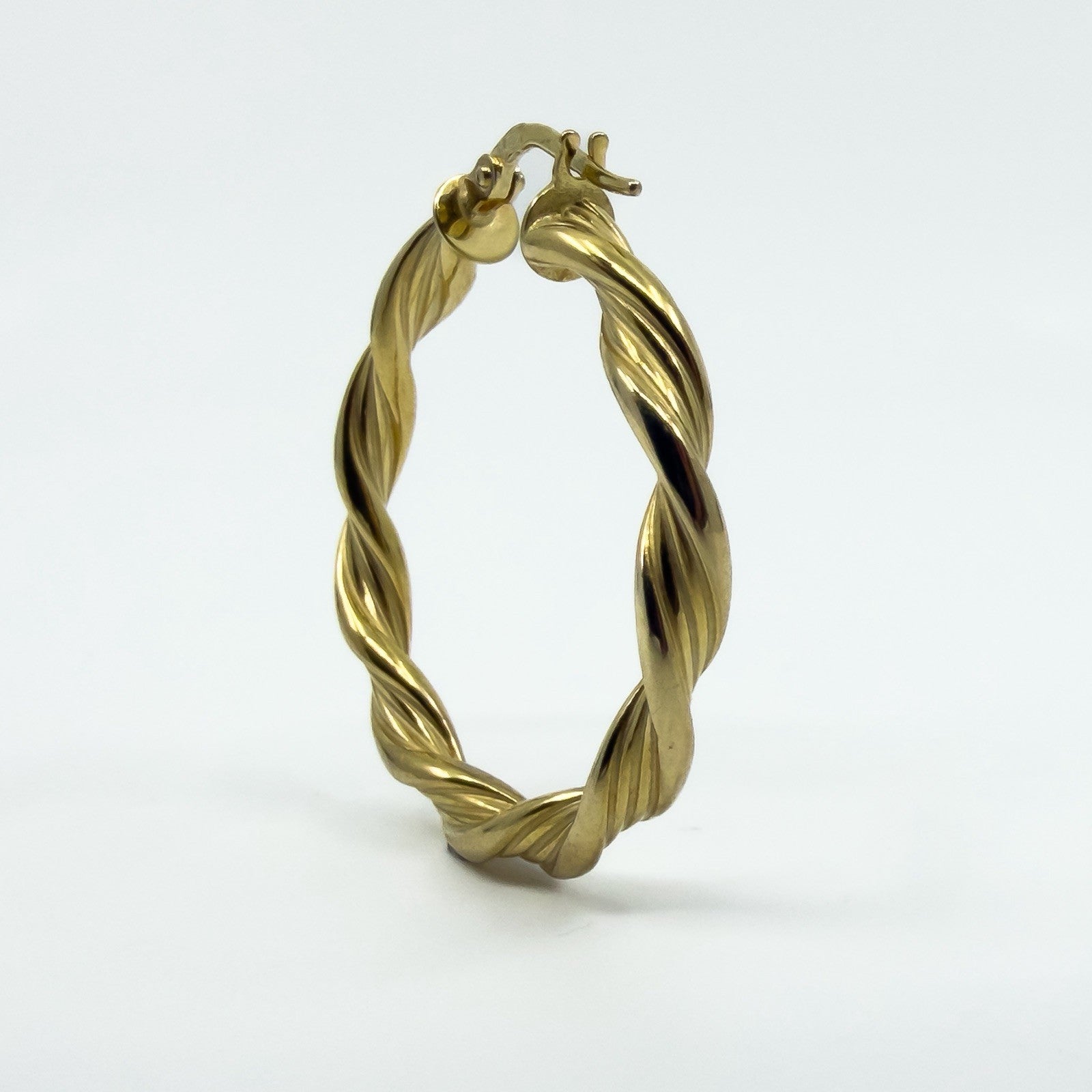 Large Vintage Twisted 9ct Gold Hoop Earrings 375