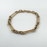 Antique 9ct Rose Gold Fancy Trombone & Fetter Links Bracelet & Dog Clip 375 18g