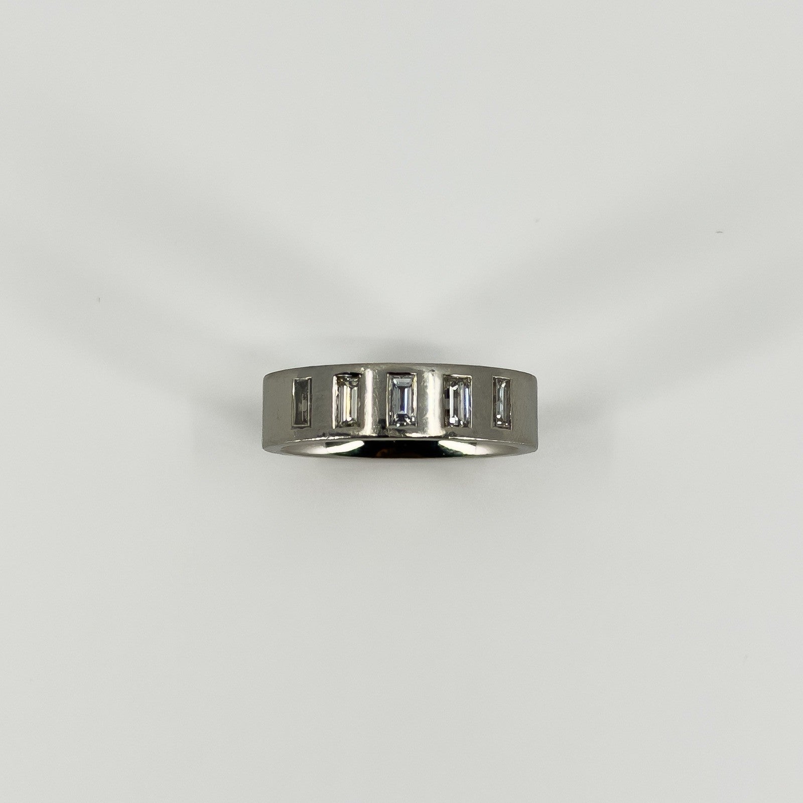 Chunky Platinum 0.90ct Diamond Baguette Cut Band / Ring 950 Size P UNISEX