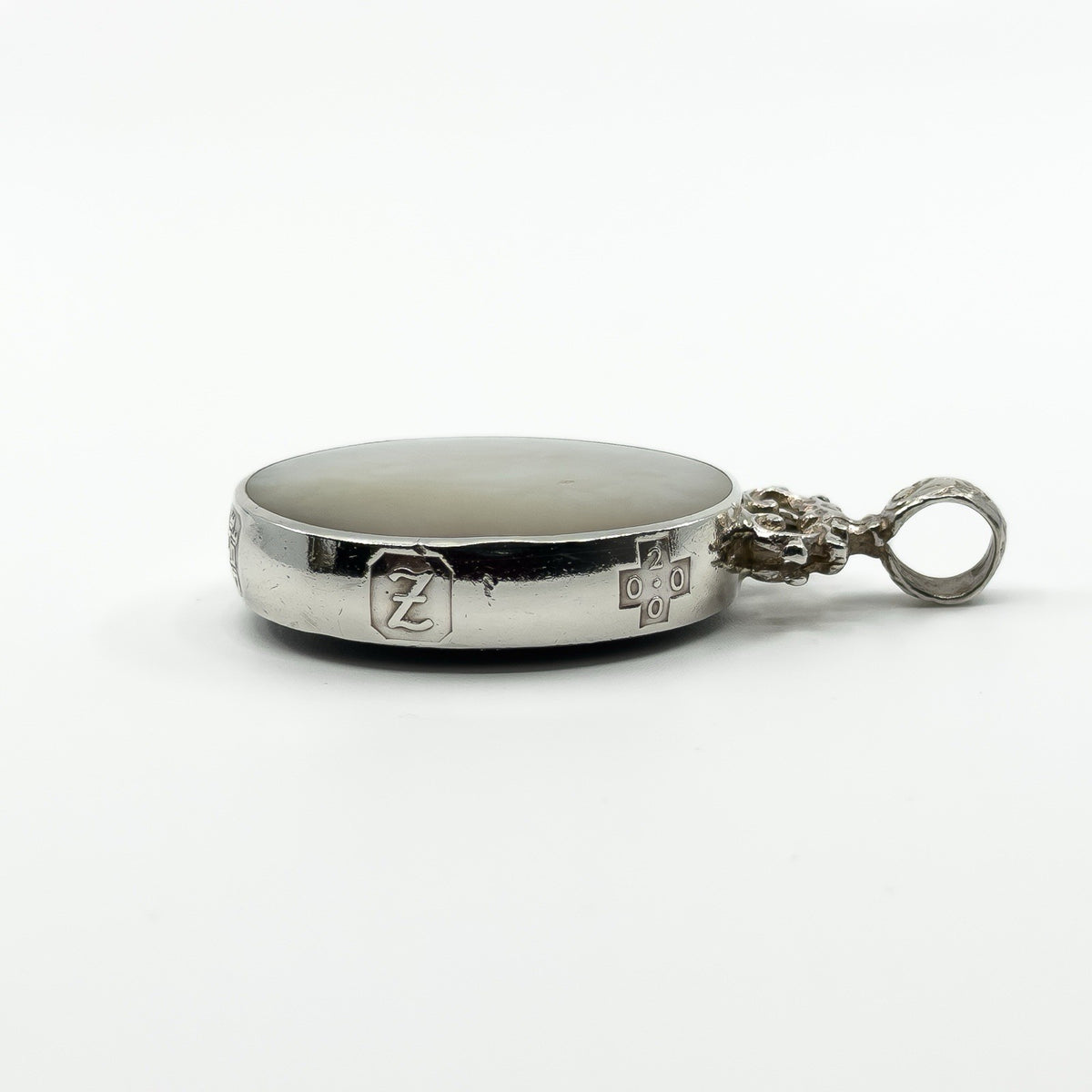 Chunky Vintage Double Sided Black Onyx & MOP Pendant 925 by David Scott Walker