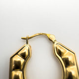 New & Unworn 9ct Gold Vintage Creole Hexagonal Chunky Hoop Earrings