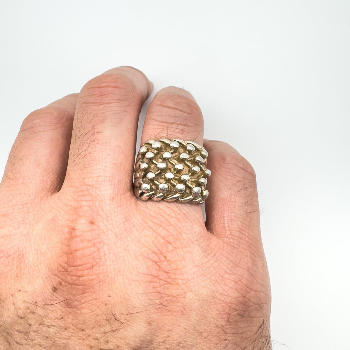 Chunky Vintage 5 Row Keeper Ring in Sterling Silver Size W - X Unisex Heavy 15g
