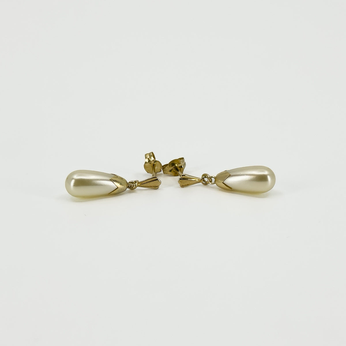 Vintage 9ct Gold Pearl Drop Earrings 375