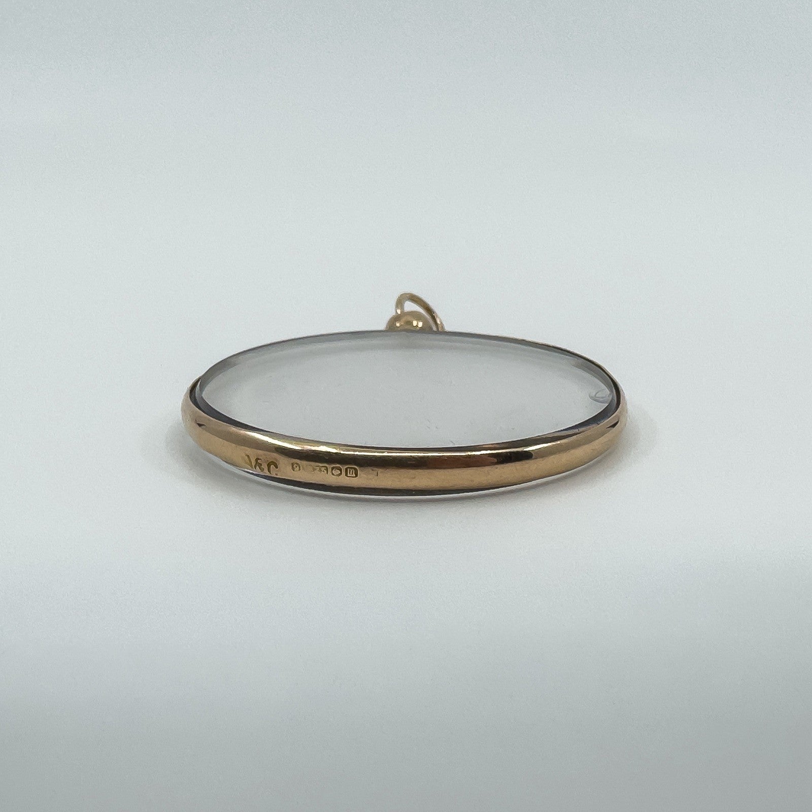 Large Antique 9ct Gold Double Sided Glass Photo Locket 375