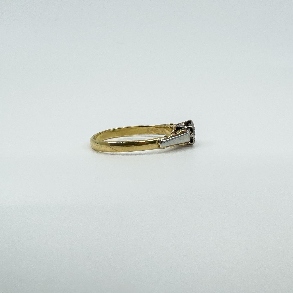 Vintage 18ct Gold & Platinum 0.20ct Diamond Solitaire Ring 750 Size N