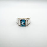 1.5ct Blue Topaz Solitaire Ring Sterling Silver 925 Size K Engagement Stacking