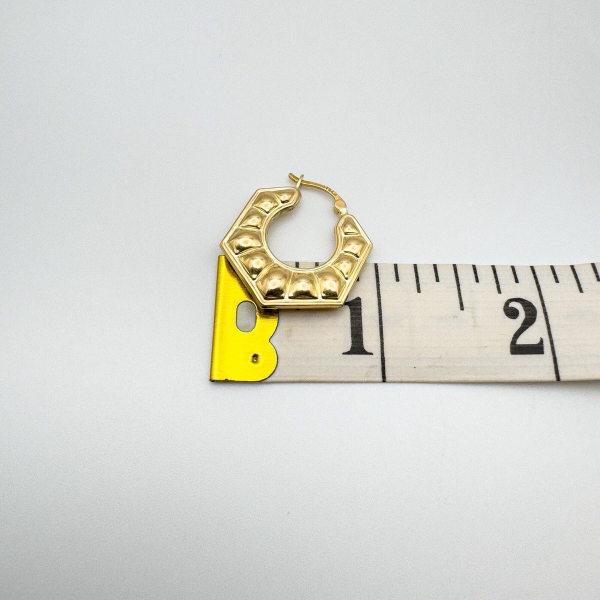 New & Unworn 9ct Gold Vintage Creole Hexagonal Chunky Hoop Earrings