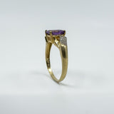 Vintage 9ct Gold 1.75ct Diamond & Amethyst Ring 375 Size R 2004