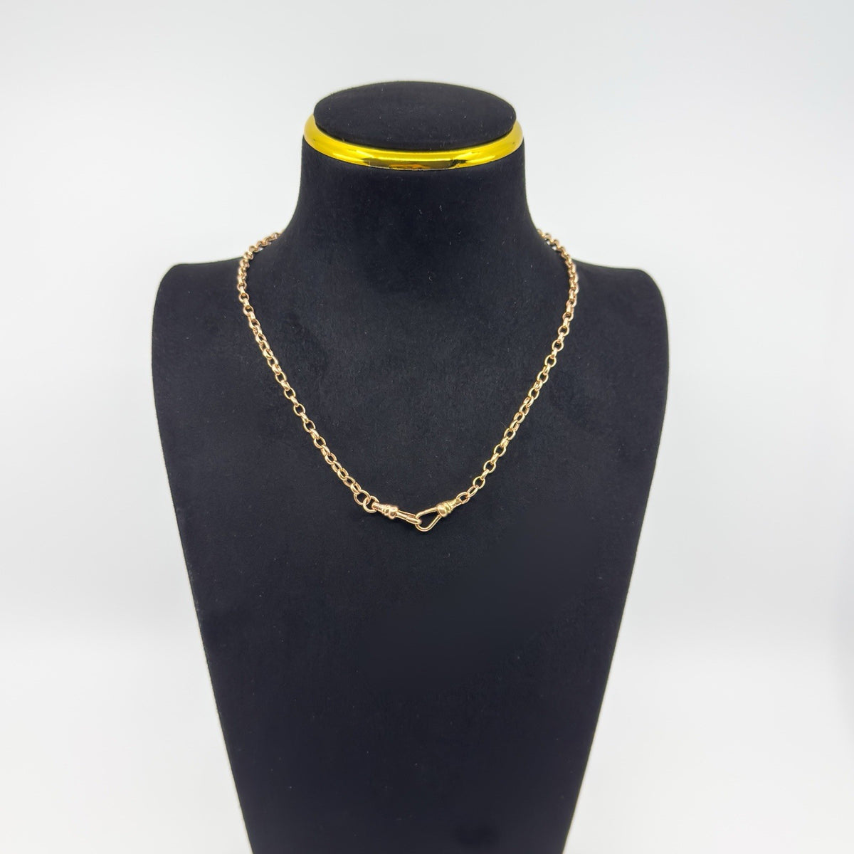 Vintage 9ct Rose Gold 15.8” Belcher / Rolo Chain Necklace 2x Dog Clips 375 10.5g