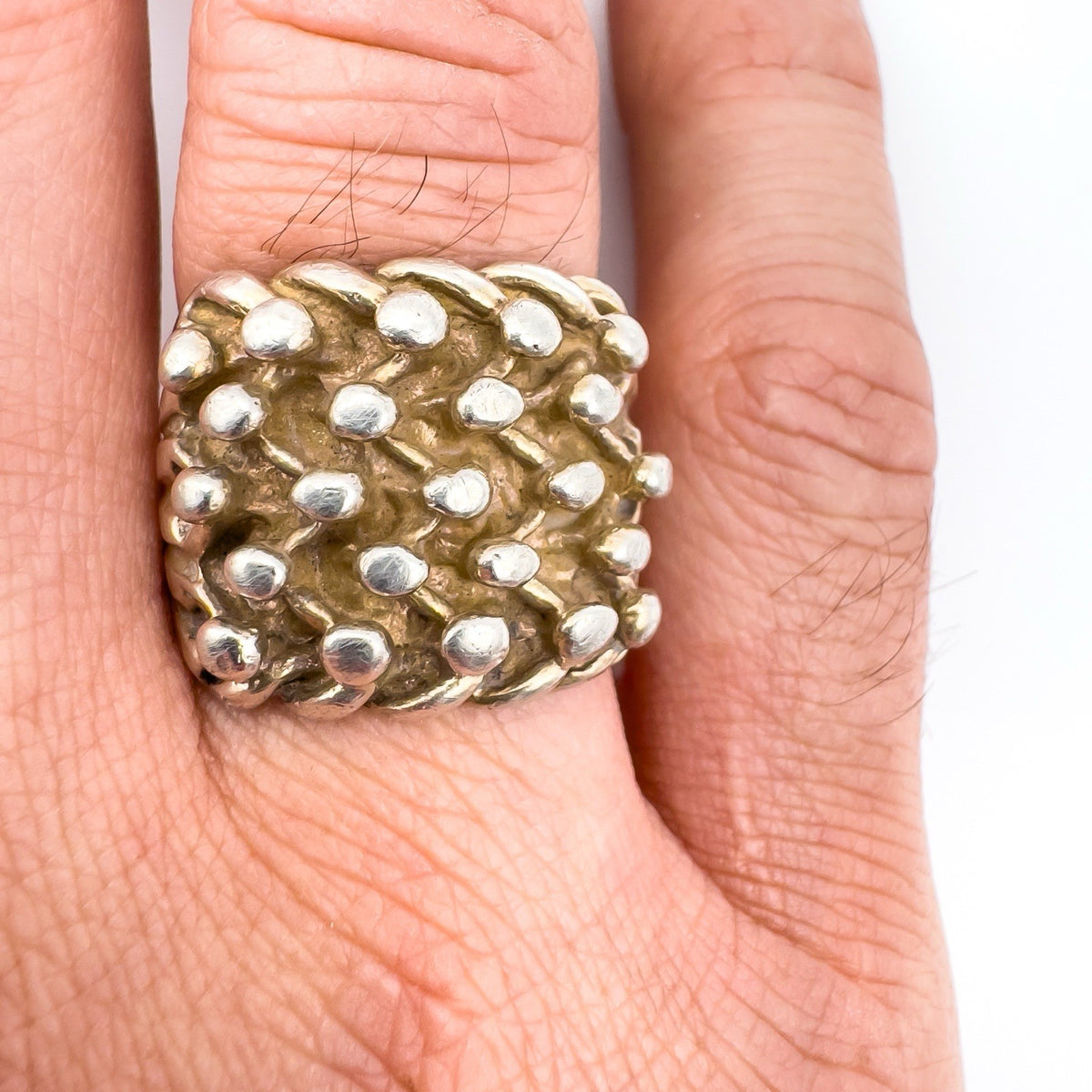 Chunky Vintage 5 Row Keeper Ring in Sterling Silver Size W - X Unisex Heavy 15g