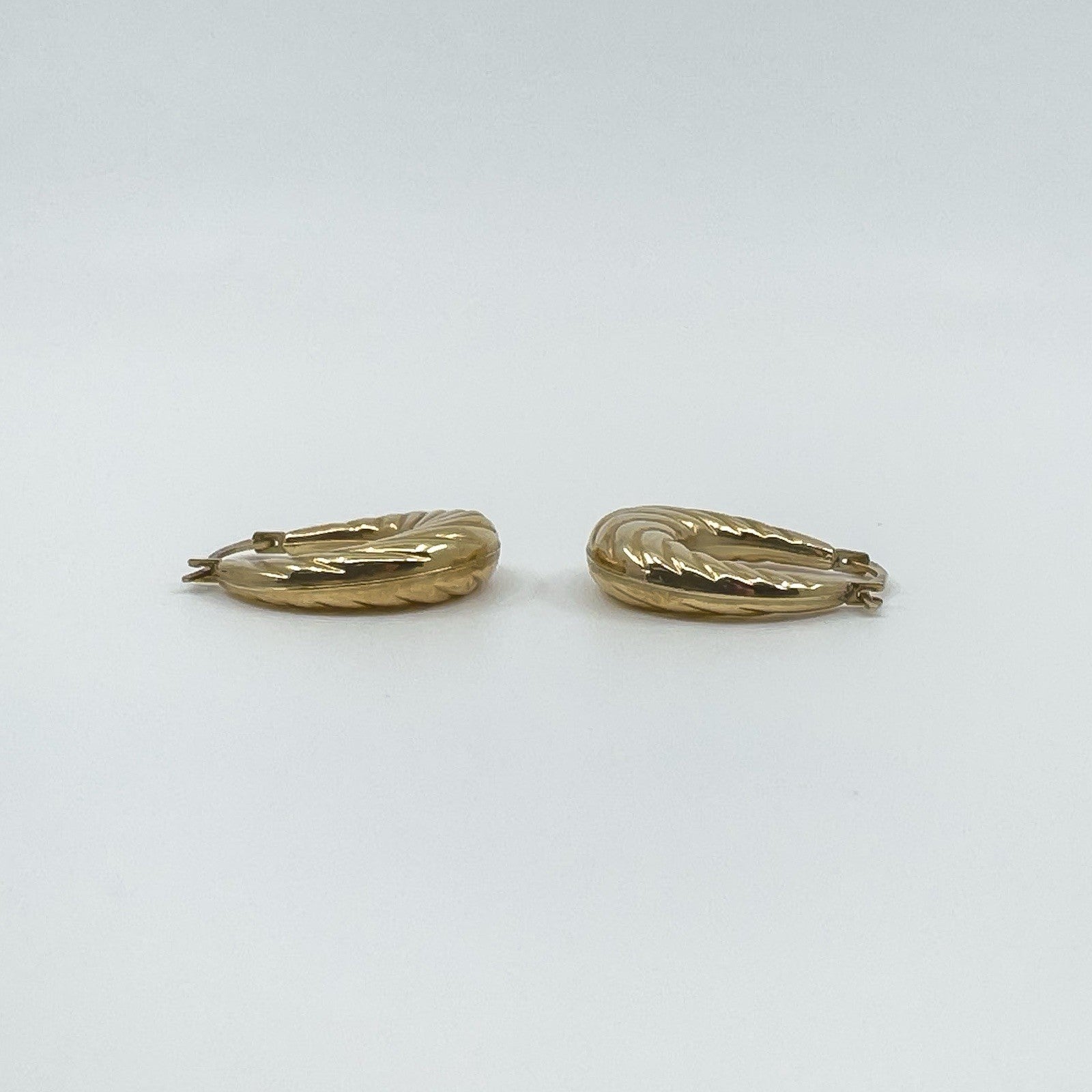Vintage 9ct Gold Small Chunky Twisted Hoop Earrings