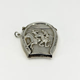 Huge Oversized Chunky Vintage Sterling Silver Equestrain Locket / Vesta Case