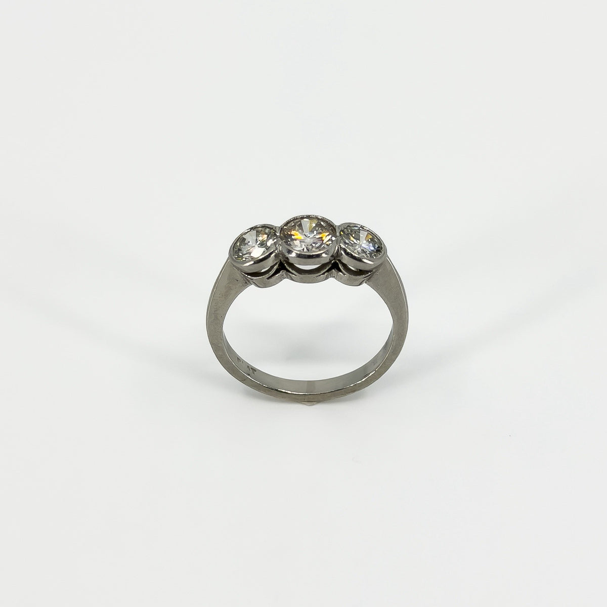 Vintage Platinum 1.60ct Diamond Trilogy Ring 950 Size L