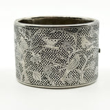 Wide Antique Victorian Sterling Silver Engraved Floral Bangle 925