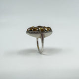 Huge Chunky Sterling Silver 4.50ct Citrine & Marcasite Cocktail Ring Size O - P