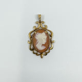 Vintage 9ct Gold Oval Carved Shell Cameo Pendant 375