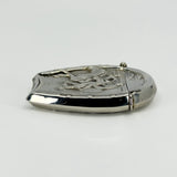 Huge Oversized Chunky Vintage Sterling Silver Equestrain Locket / Vesta Case