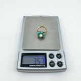 Antique 14ct Gold Pearl & Turquoise Ring Size L
