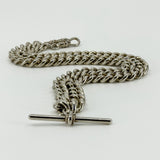 Heavy Chunky Sterling Silver 18.5" Albert Curb Chain & T-Bar Pendant 925