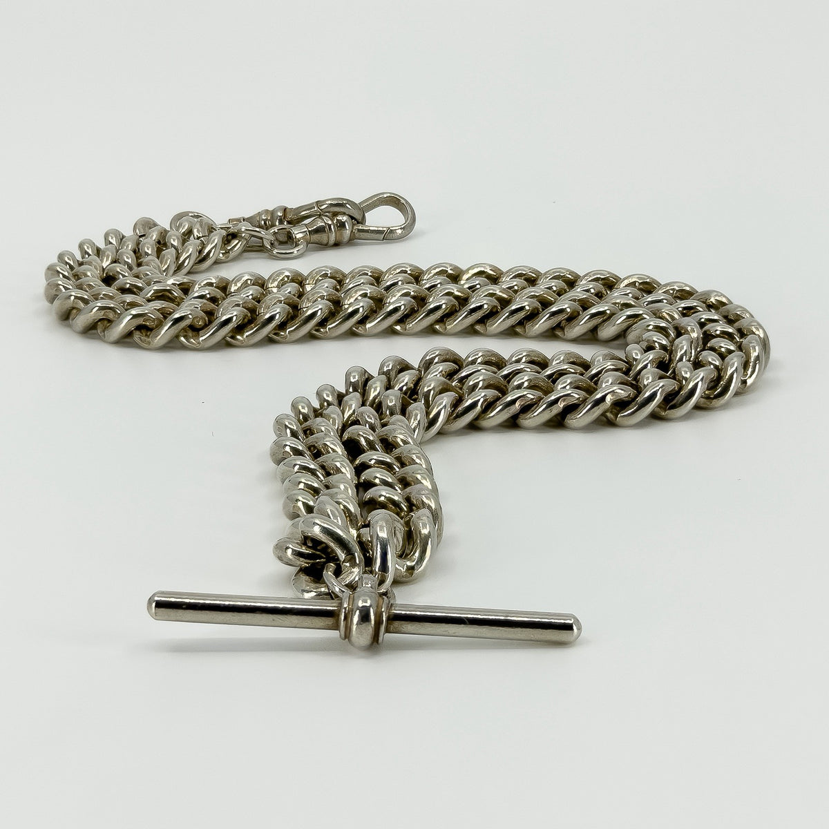 Heavy Chunky Sterling Silver 18.5" Albert Curb Chain & T-Bar Pendant 925