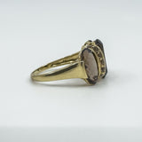 Huge Vintage 9ct Gold Chunky Smokey Quartz Trilogy Size T - U