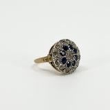 Antique Edwardian 14ct Gold Rose Cut Diamond & Sapphire Bombe Ring 585 Size O P