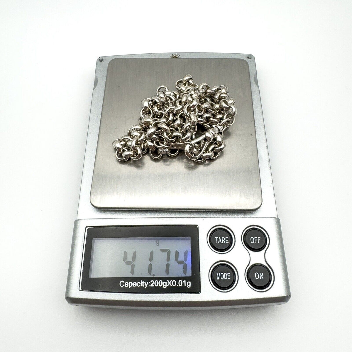 Vintage 21.5” Rolo Links Chain in Sterling Silver 925 41g (Sheffield 1990)