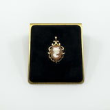 Vintage 9ct Gold Oval Carved Shell Cameo Pendant 375