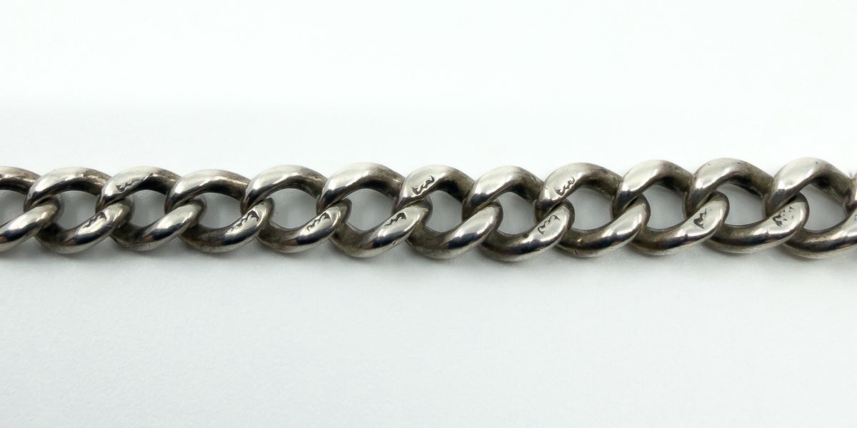 Antique Edwardian Sterling Silver 13.8" Albert Chain & T-Bar Pendant 925 (1901)