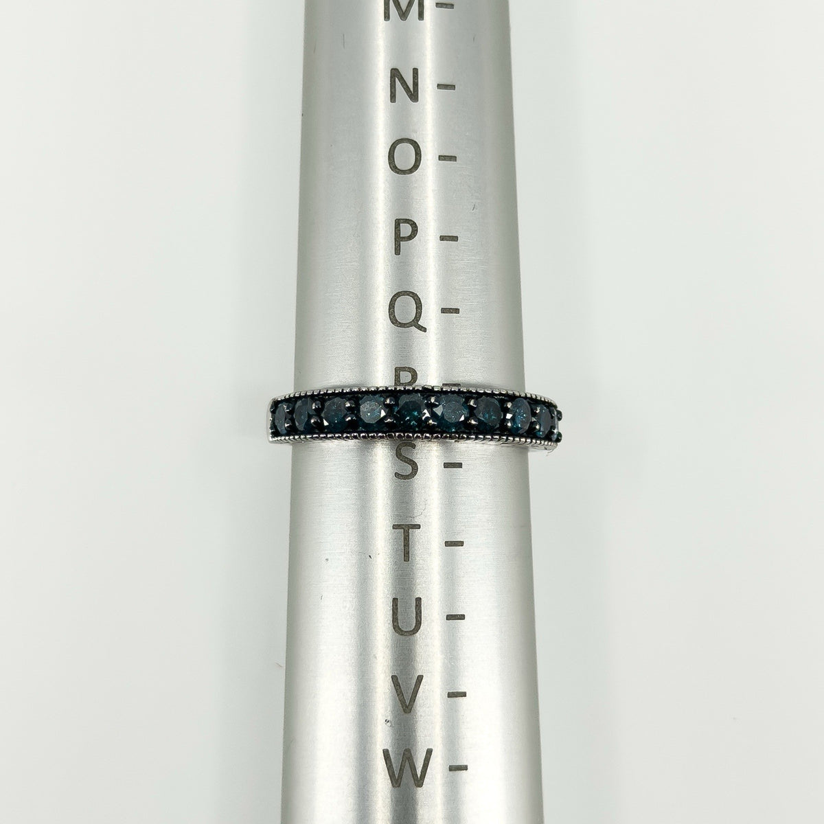 Sterling Silver 1ct Blue Diamond Half Eternity Band / Ring 925 Size R