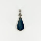 Large Chunky Vintage Blue & Brown Banded Agate Pendant 925 by David Scott Walker
