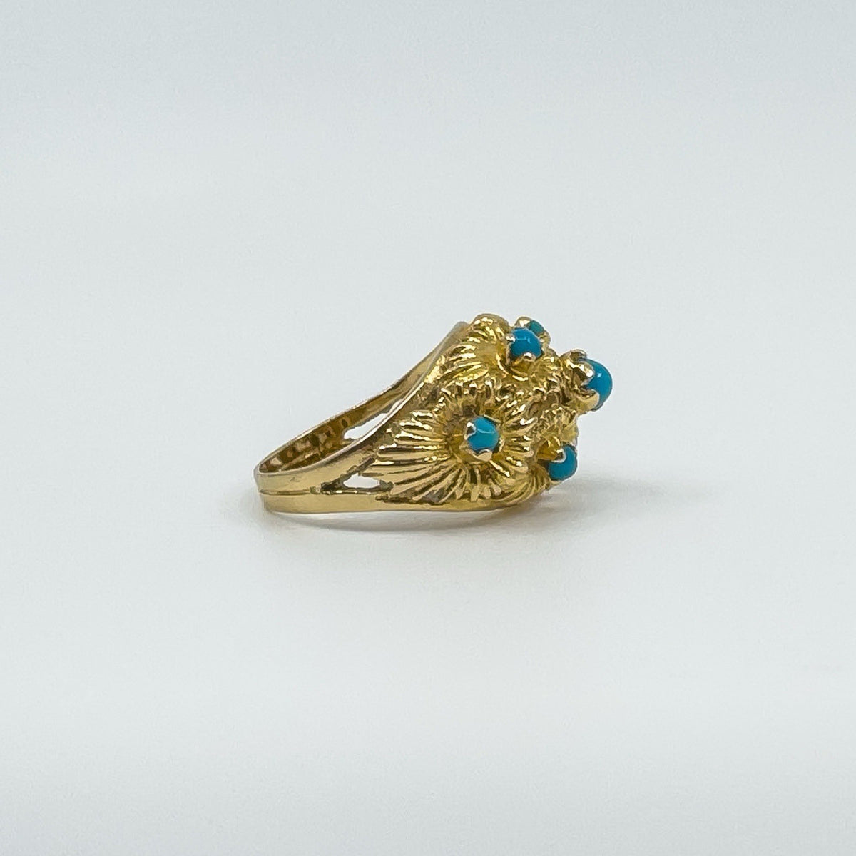 Vintage 14ct Gold Turquoise Ring Size J