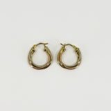 Vintage 9ct Gold Tri Coloured Twisted Hoop Earrings 375