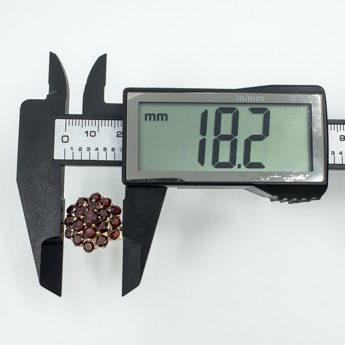 Large Vintage 9ct Gold Garnet Cocktail Cluster Ring Size L