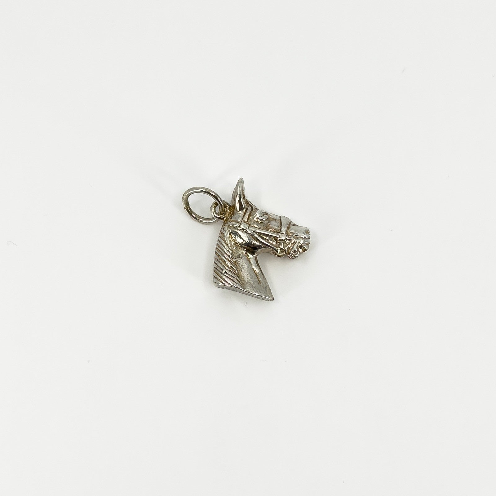 Chunky Vintage Sterling Silver Horse Head Charm / Pendant 925