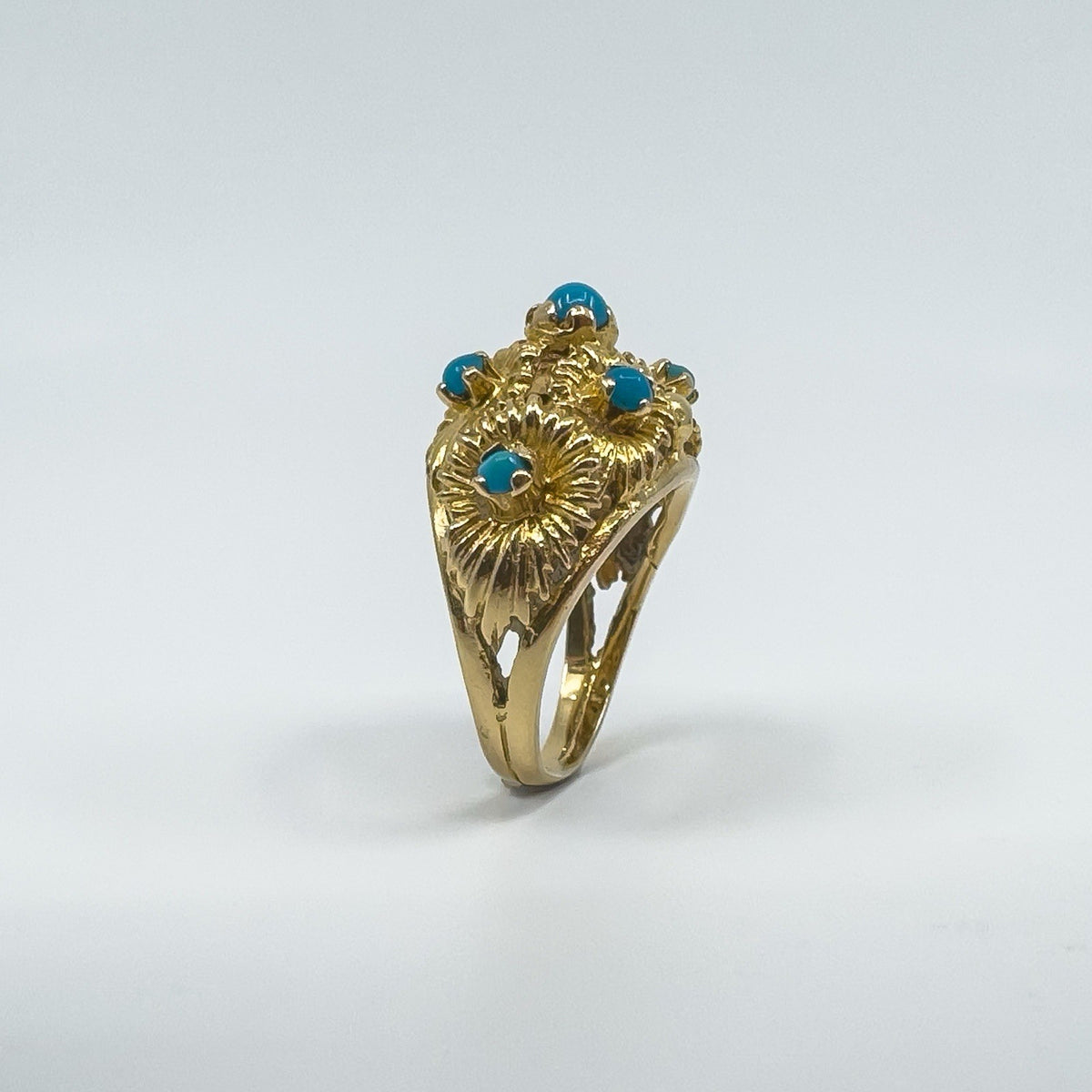 Vintage 14ct Gold Turquoise Ring Size J