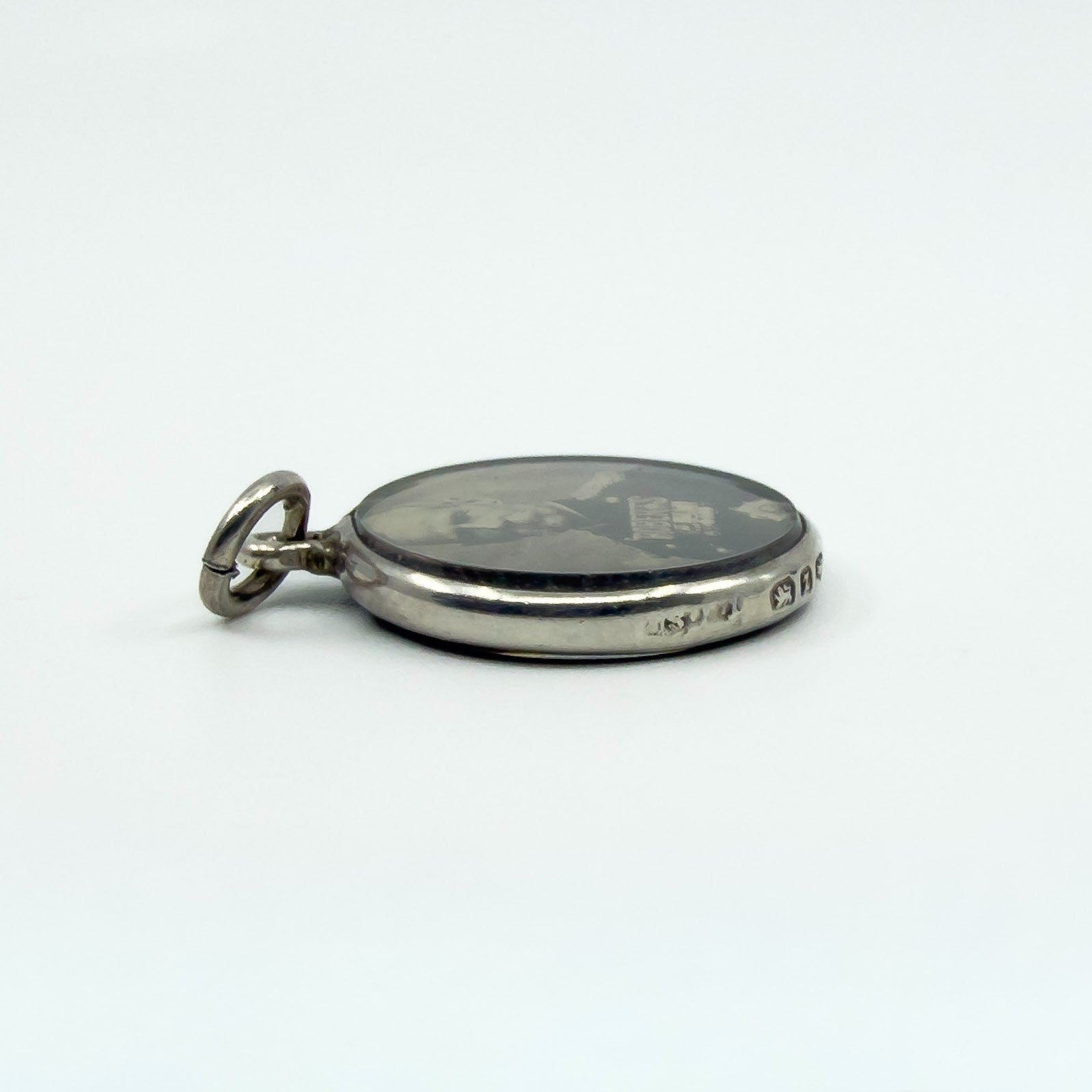 Small Antique Sterling Silver Double Sided Glass Photo Locket 925 (Birm 1899)