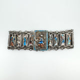 RARE Vintage Antique Silver Chinese People Enamelled Bracelet - 8x Immortals 16g