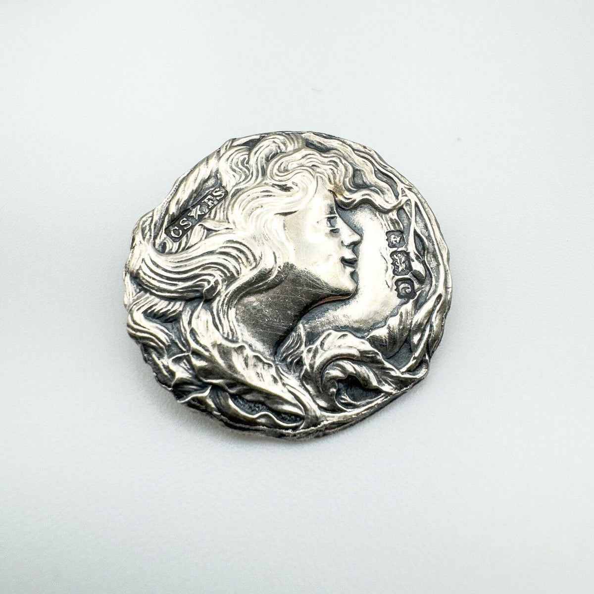 Set of 6 Art Nouveau Buttons in Sterling Silver 925 (Birm 1901) Antique by CF FS