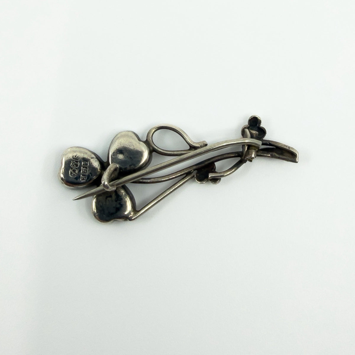 Antique 1909 Sterling Silver Celtic Lucky Irish Connemara Shamrock Brooch 925