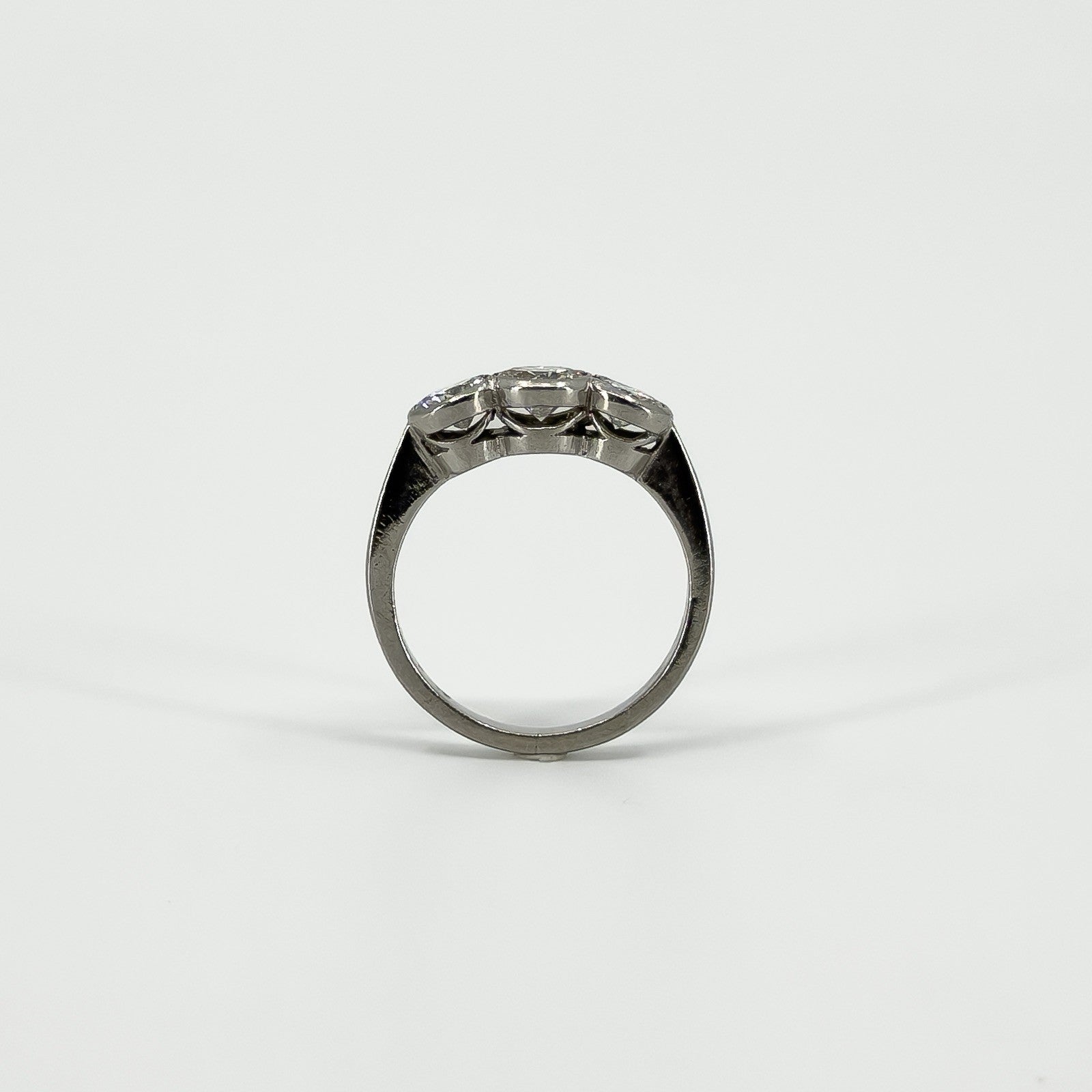 Vintage Platinum 1.60ct Diamond Trilogy Ring 950 Size L