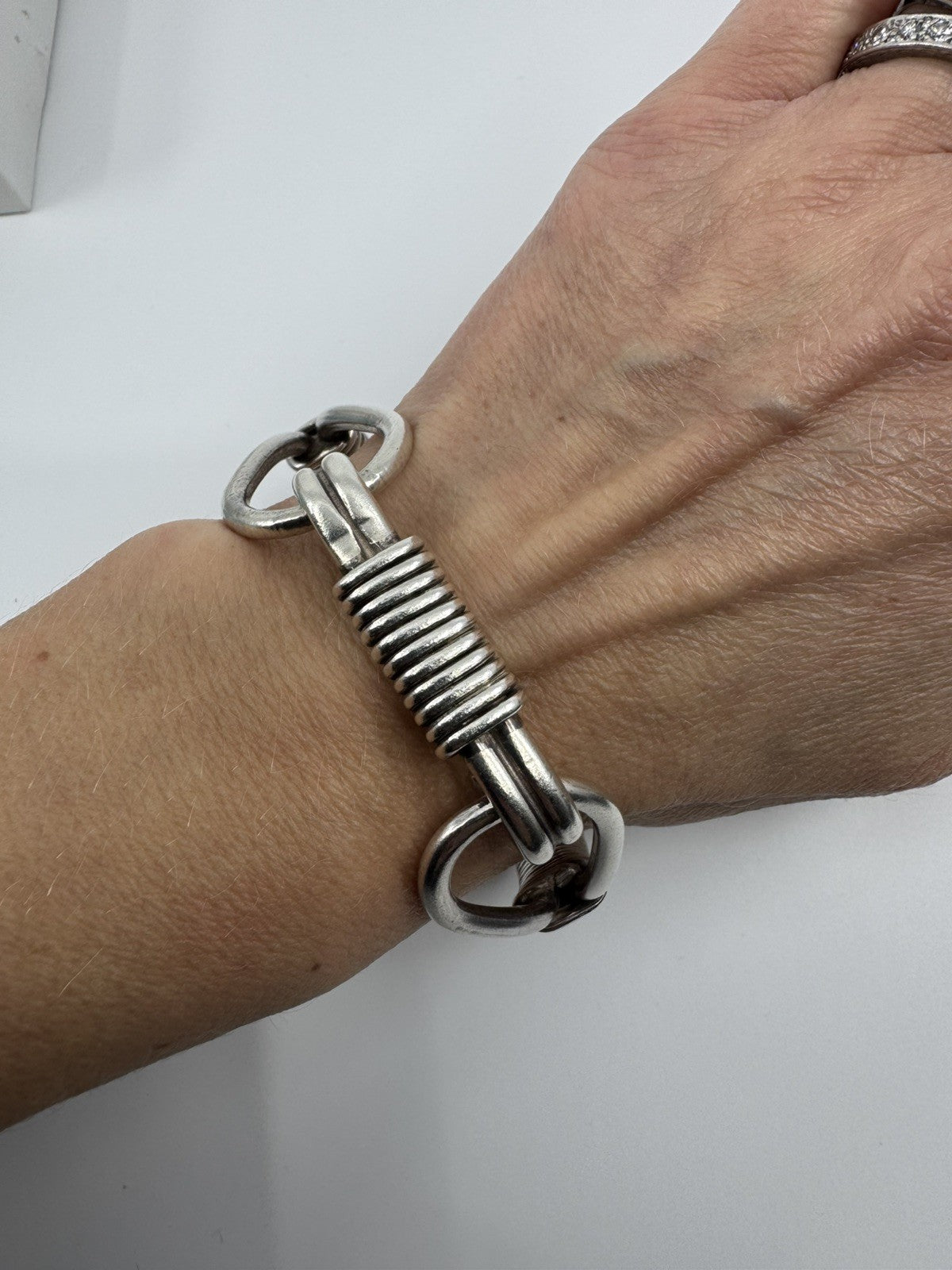 Chunky Vintage Sterling Silver Horse Snaffle Bit Bangle / Bracelet 925