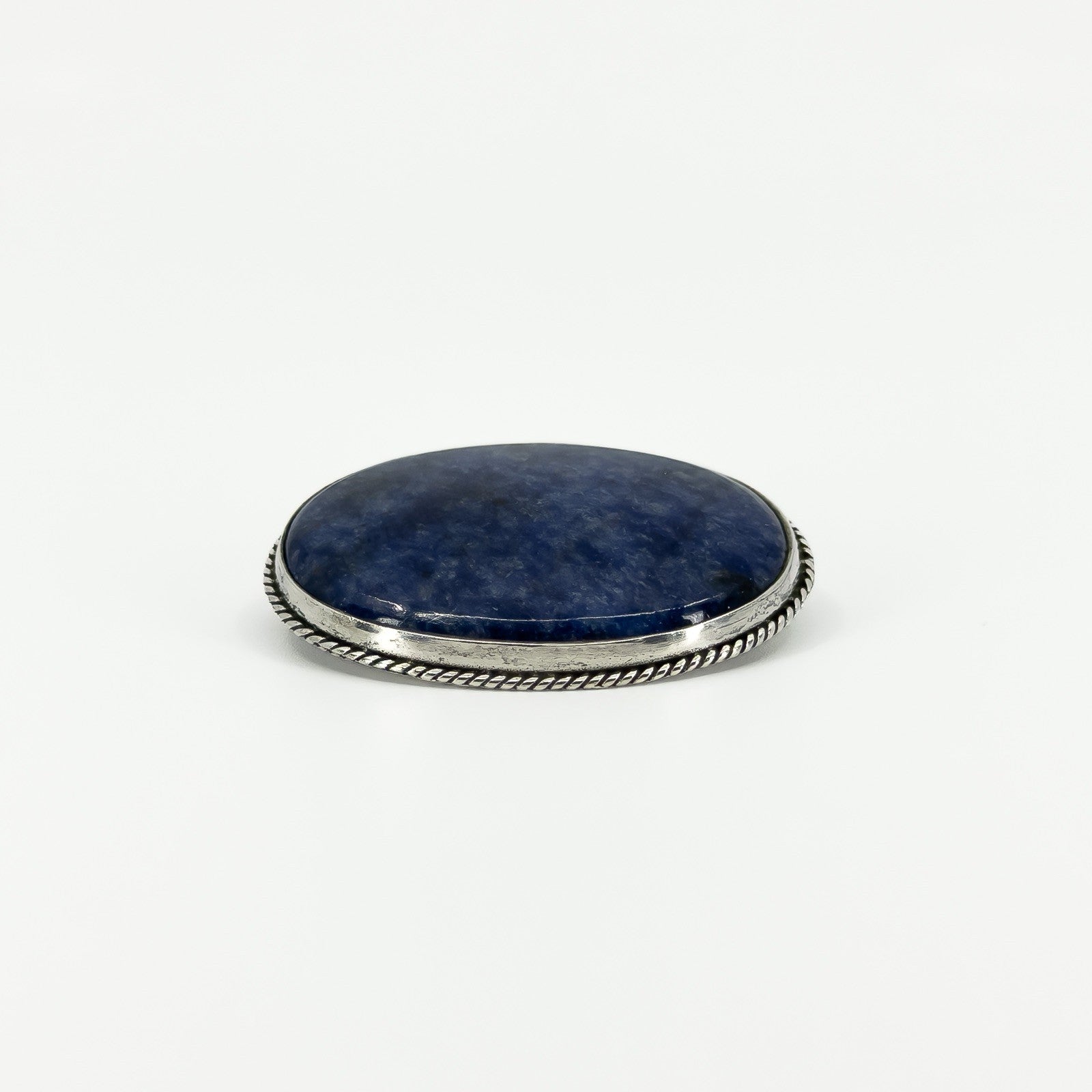 Large Vintage Sterling Silver Blue Agate Brooch 925 (Birm 1989)