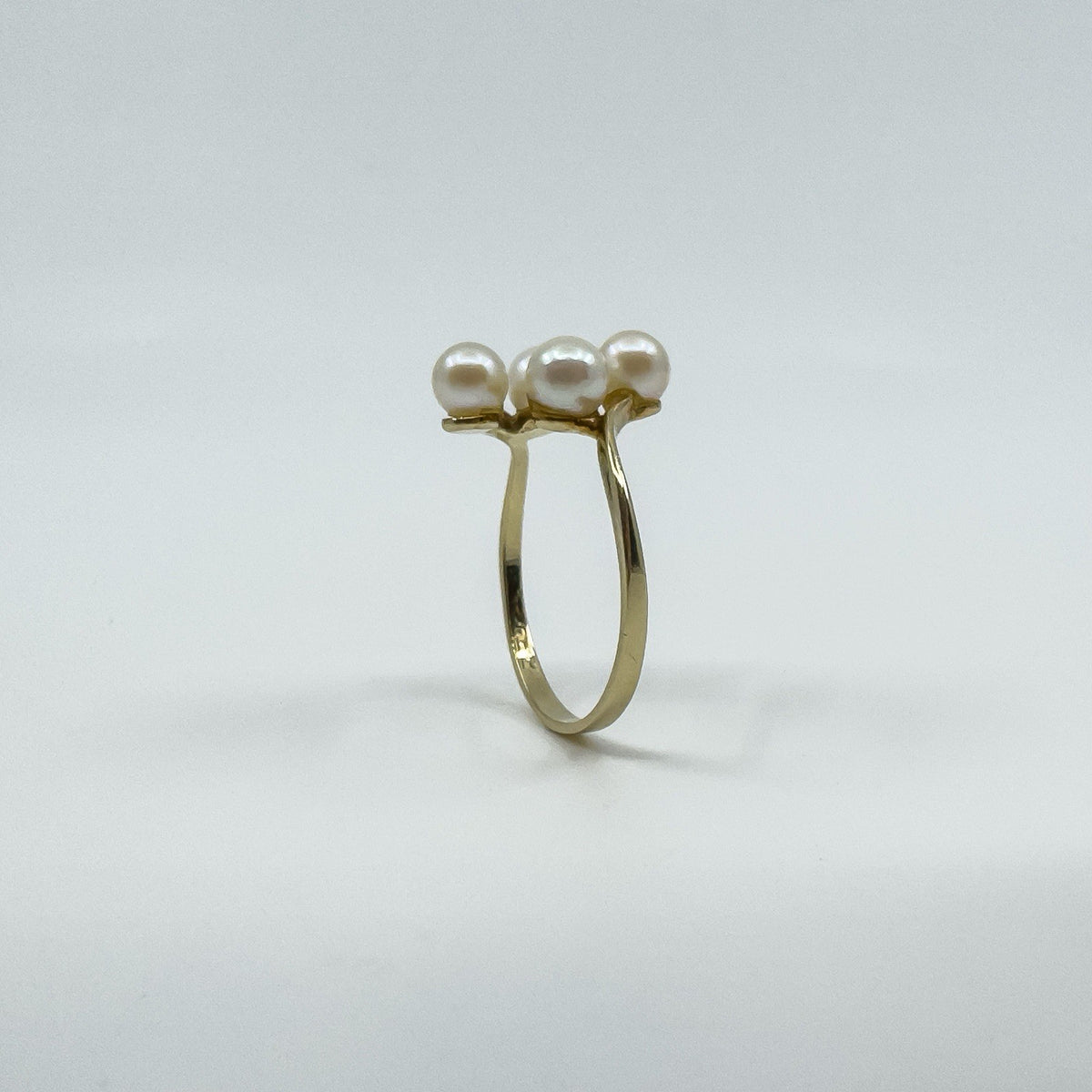 Vintage 9ct Gold 4x Pearl Ring 375 Size P