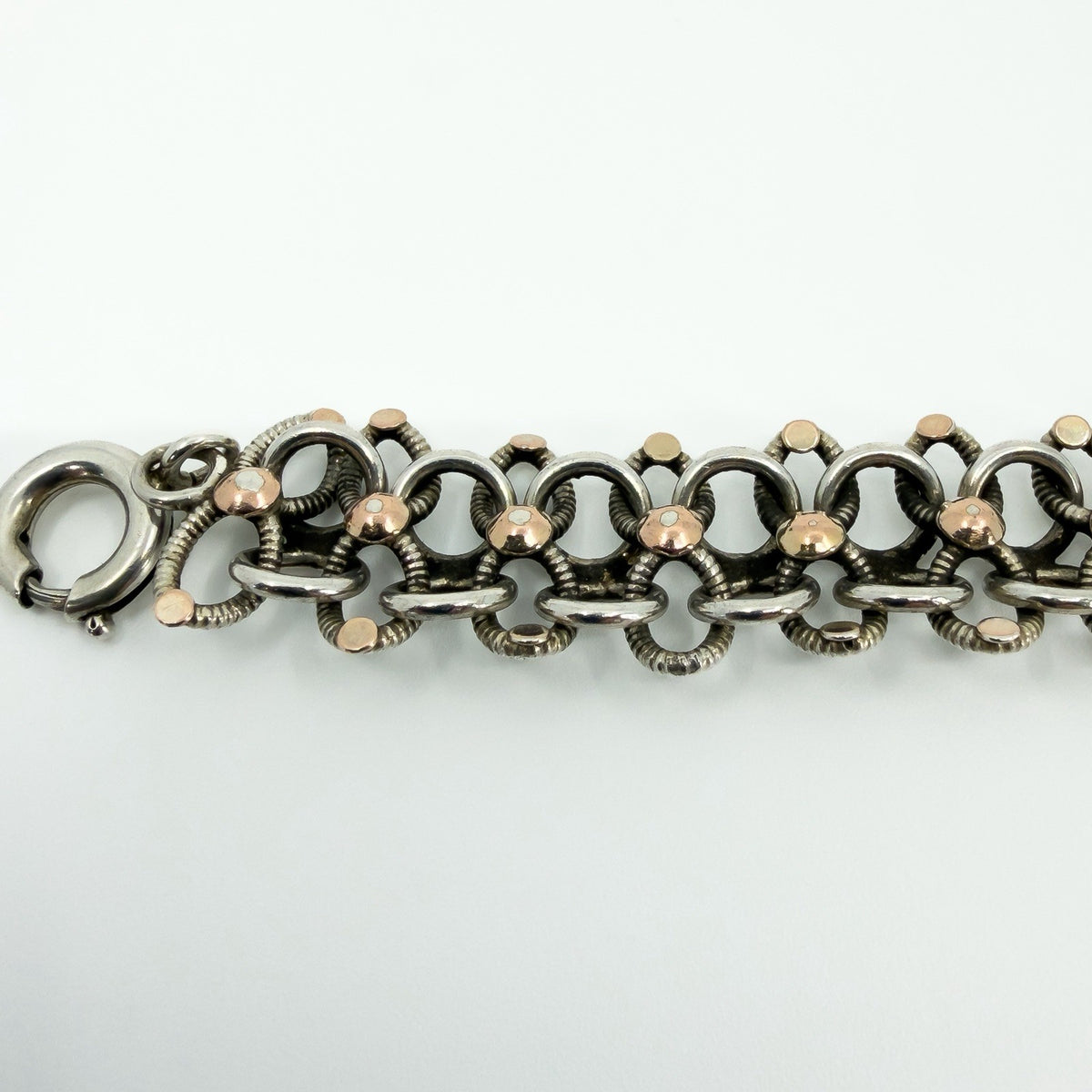 Antique Victorian Sterling Silver & Rose Gold Book Chain & Charm Bracelet 925