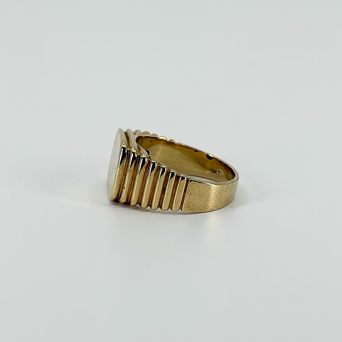 Vintage 9ct Gold Signet Ring 375 Size T - U 375 UNISEX Art Deco Style