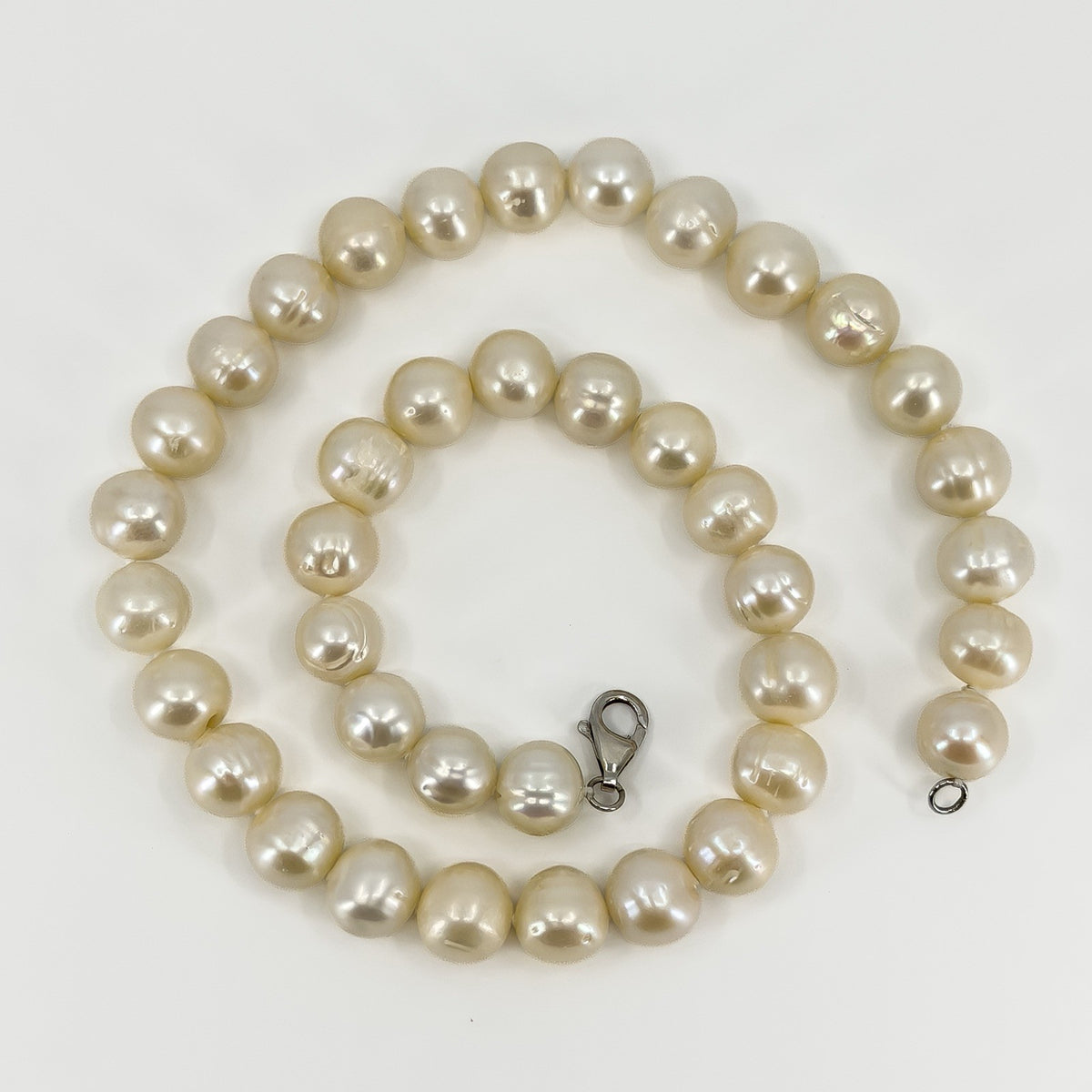 Sterling Silver Chunky White 11.7mm Baroque Freshwater Pearl 17.5" Necklace 925