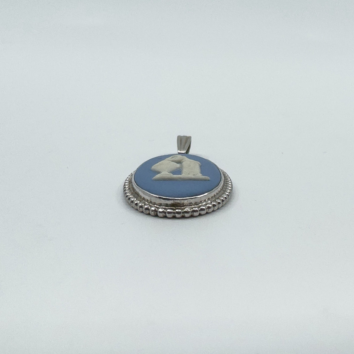 Vintage Sterling Silver Wedgewood Blue Jasper Ware Cameo Pendant 925 (1974)